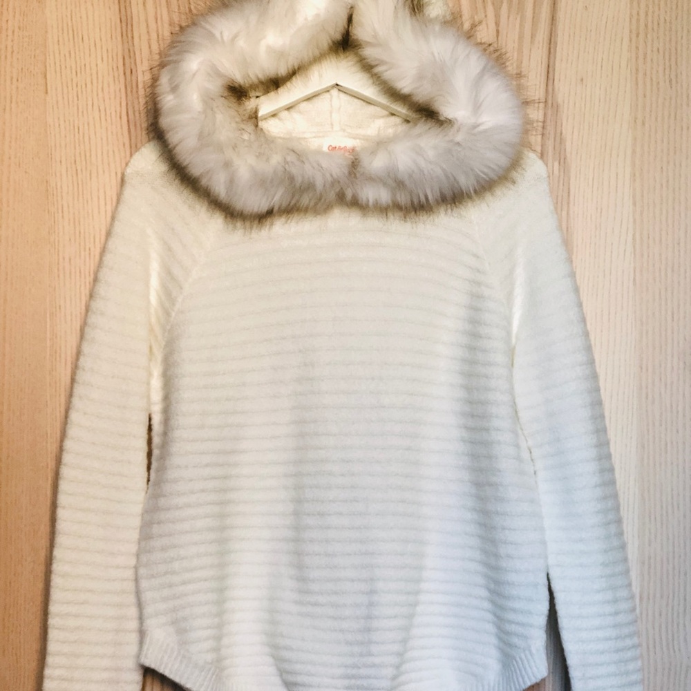 Cozy hooded ivory sweater cat & jack